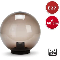 Sphère d'extérieur en PMMA, 400mm, E27, fumée