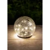 Sphère solaire effet verre brisé- Diamètre 15cm- 25 MicroLED blanche- 15 Lumens- Eclairage extérieur Jardin