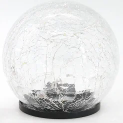 Sphère solaire effet verre brisé- Diamètre 15cm- 25 MicroLED blanche- 15 Lumens- Eclairage extérieur Jardin
