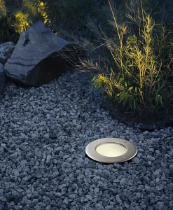 Spot à encastrer d'extérieur rond gris chromé LED integrée 230lm IP67 blanc chaud Eglo, Lamedo