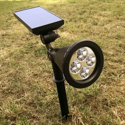 Spot à piquer LED Solaire pour Jardin 2W 5.5V DC (4 LED) - Blanc Froid 6000K - 8000K - SILAMP