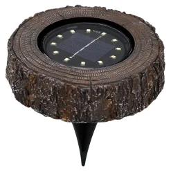 Spot à piquer solaire LED extérieur aspect tronc d’arbre 0,04 W 4 lm rechargeable IP65