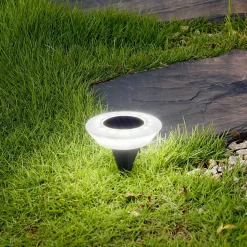 Spot à piquer solaire LED extérieur rond blanc 0,07 W 6 lm rechargeable IP44