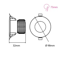 Spot ALEXA SMD LED rond noir 8W 7000K
