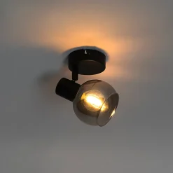 Spot Art Déco noir avec verre fumé - Vidro