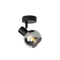Spot Art Déco noir avec verre fumé - Vidro