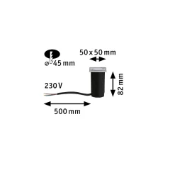 Spot carré encastrable d'extérieur solaire LED integrée acier gris IP67 2W 60lm 230V Paulmann