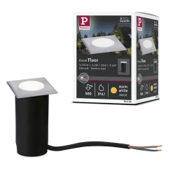 Spot carré encastrable d'extérieur solaire LED integrée acier gris IP67 2W 60lm 230V Paulmann