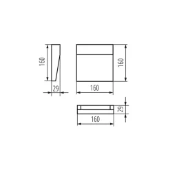 Spot Carré 6,5W étanche IP54 AC220-240V 160mm Anthracite - Blanc Naturel 4000K