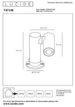 Spot de jardin TATUM en aluminium avec LED intégré - Anthracite - Lucide