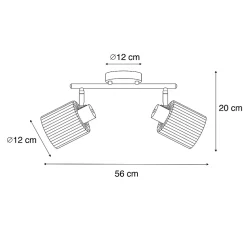 Spot de plafond doré avec verre 2 lumières orientable - Laura