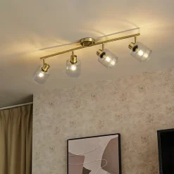 Spot de plafond doré avec verre 4 lumières orientables - Laura