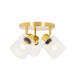 Spot de plafond doré avec verre 3 lumières rond réglable - Laura