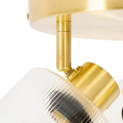 Spot de plafond doré avec verre 3 lumières rond réglable - Laura