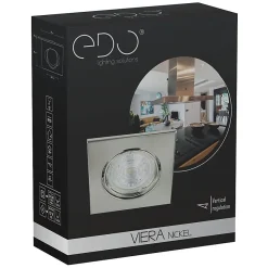 Spot de plafond encastrable orientable Viera Nickel IP20, carré, nickel, EDO777306 EDO