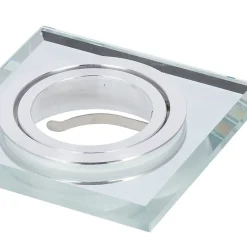 Spot de plafond encastrable Crystal R Silver IP20, carré, verre, argenté, EDO777404 EDO