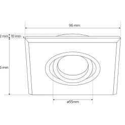 Spot de plafond encastrable Crystal R Black IP20, carré, verre, noir, EDO777405 EDO