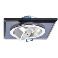 Spot de plafond encastrable Crystal R Black IP20, carré, verre, noir, EDO777405 EDO