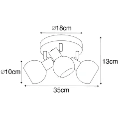 Spot de plafond intelligent noir avec verre fumé, incl. 3 Wifi P45 - Vidro