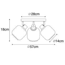 Spot de plafond intelligent noir avec or et verre fumé, incl. 3 Wifi P45 - Zuzanna