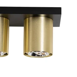 Spot de plafond moderne noir avec or 3 lumières - Tubo