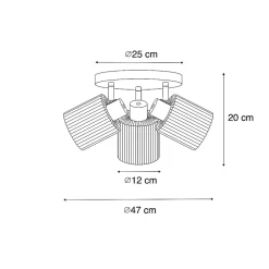 Spot de plafond noir avec verre fumé rond 3 lumières orientables - Laura