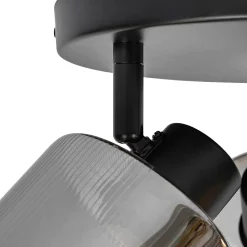 Spot de plafond noir avec verre fumé rond 3 lumières orientables - Laura