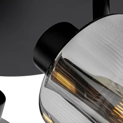 Spot de plafond noir avec verre fumé rond 3 lumières orientables - Laura