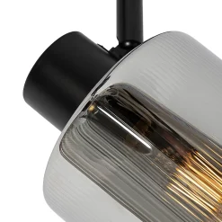 Spot de plafond noir avec verre fumé 3 lumières orientables - Laura