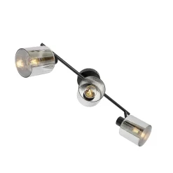 Spot de plafond noir avec verre fumé 3 lumières orientables - Laura