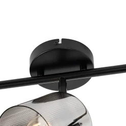 Spot de plafond noir avec verre fumé 3 lumières orientables - Laura
