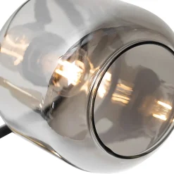 Spot de plafond noir avec verre fumé rond 3 lumières - Zuzanna