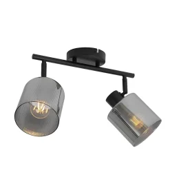 Spot de plafond noir avec verre fumé 2 lumières orientables - Laura