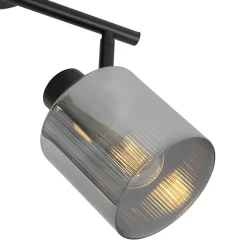 Spot de plafond noir avec verre fumé 2 lumières orientables - Laura