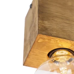 Spot de plafond rustique en bois vintage 2 lumières - Bloc