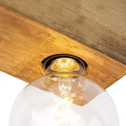 Spot de plafond rustique en bois vintage 2 lumières - Bloc