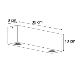Spot de plafond rustique en bois vintage 2 lumières - Bloc
