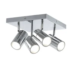 Spot de salle de bain 4 lumières GU10 5W IP44 GoodHome argent