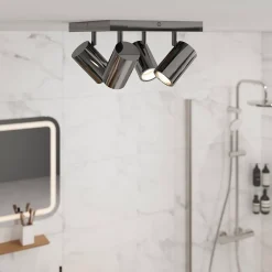 Spot de salle de bain 4 lumières GU10 5W IP44 GoodHome argent