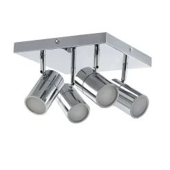 Spot de salle de bain 4 lumières GU10 5W IP44 GoodHome argent