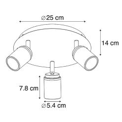 Spot de salle de bain moderne noir 3 lumières IP44 - Ducha
