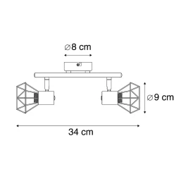 Spot encastré Art Déco en laiton inclinable et orientable 2 lumières - Mosh