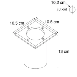 Spot encastré au sol en acier 10,5 cm IP65 - Basic Square