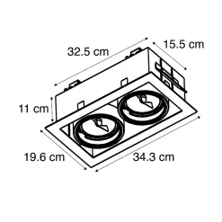 Spot encastré blanc orientable AR111 2 lumières - Oneon