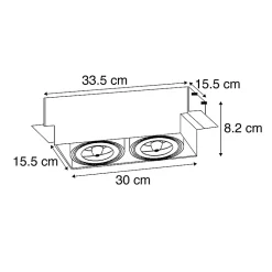 Spot encastré blanc orientable et inclinable AR111 sans bordure 2 lumières - Oneon