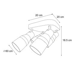 Spot encastré carré 4 lumières bronze foncé GU10 50 mm - Stanley