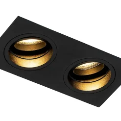 Spot encastré carré noir orientable 2 lumières - Chuck