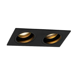 Spot encastré carré noir orientable 2 lumières - Chuck