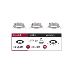 Spot encastré Choose Kit de base fixe IP44 rond 78mm max. 3x10W 230V gradable Acier brossé