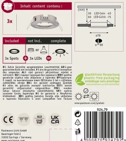 Spot encastré Choose Kit de base fixe IP44 rond 78mm max. 3x10W 230V gradable Acier brossé